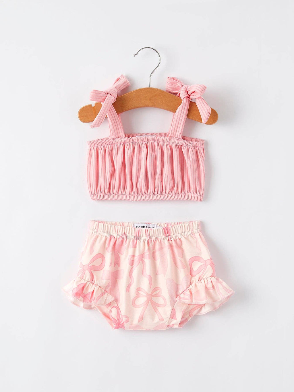 Spring Summer Pink Pleated Suspender Vest And Floral Bloomers Set