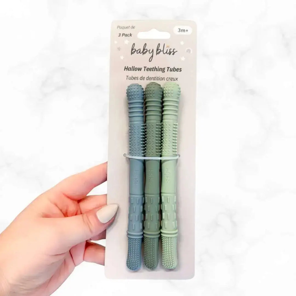Hallow Teething Tubes - Dusty Teal, Sage & Soft Sage