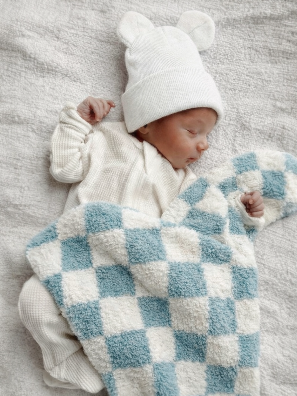 Checkerboard Mini Blanket, Powder