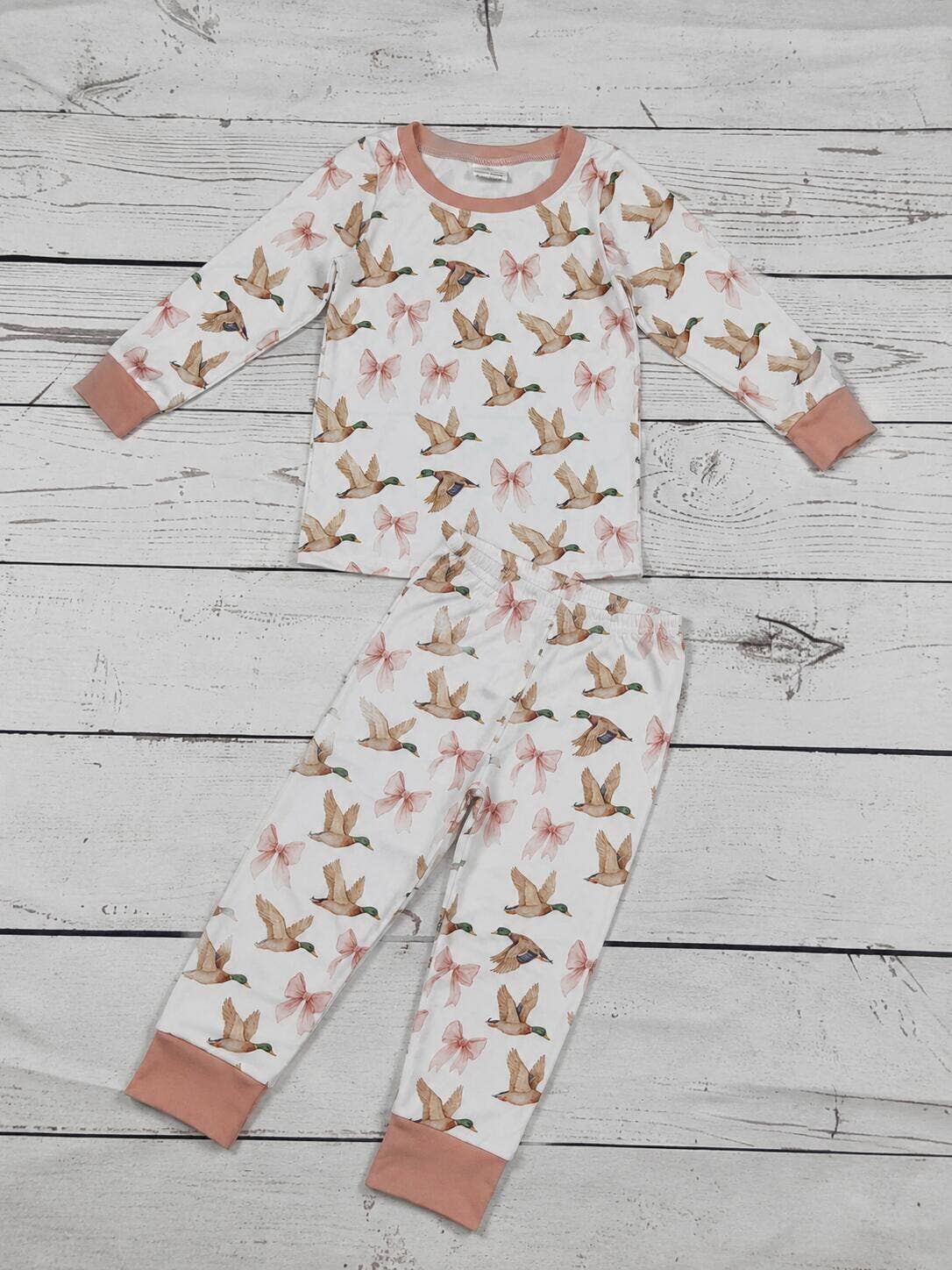 Baby Girls Duck Bow Printed Pajamas set