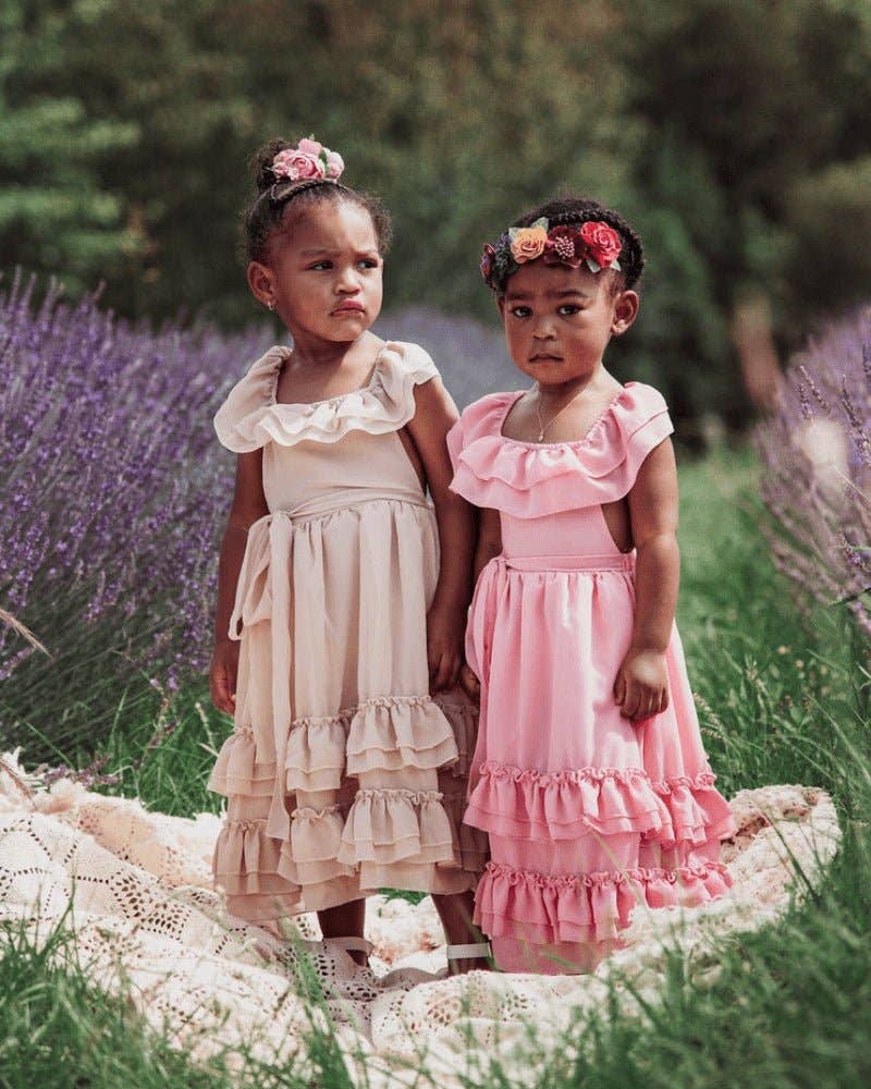 Mommy and Me Nellie Ruffle Maxi Dress - Champagne