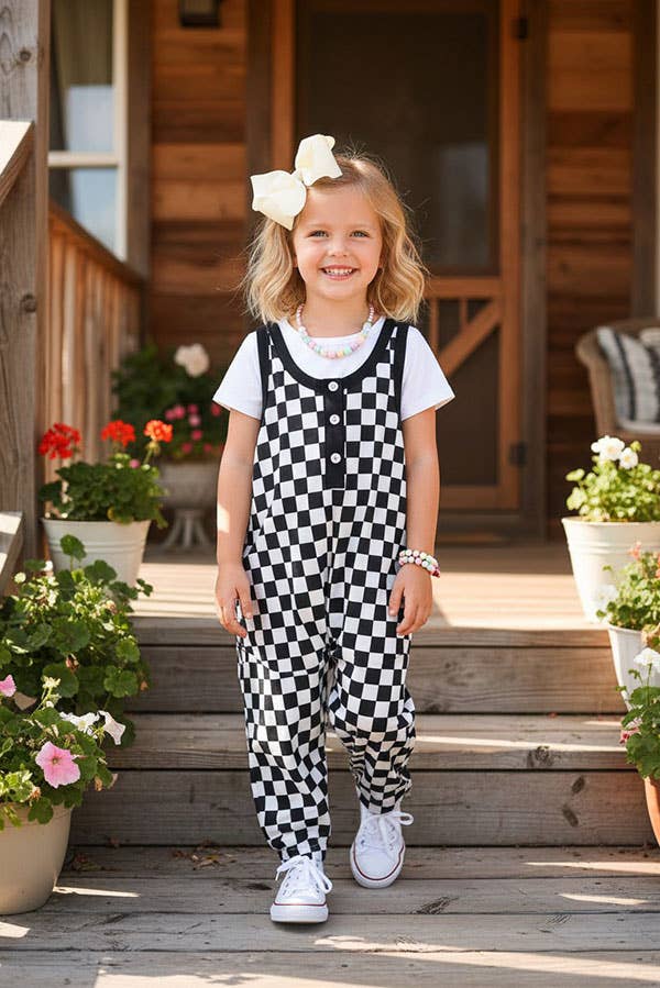 Checkered Loose Overall girls Romper/Jumpsuit XCH05035