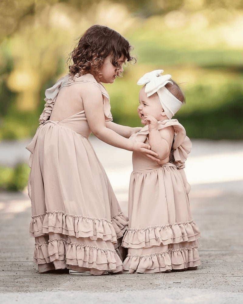 Mommy and Me Nellie Ruffle Maxi Dress - Champagne