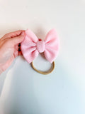 *New Light Pink Bullet Bow + NYLON