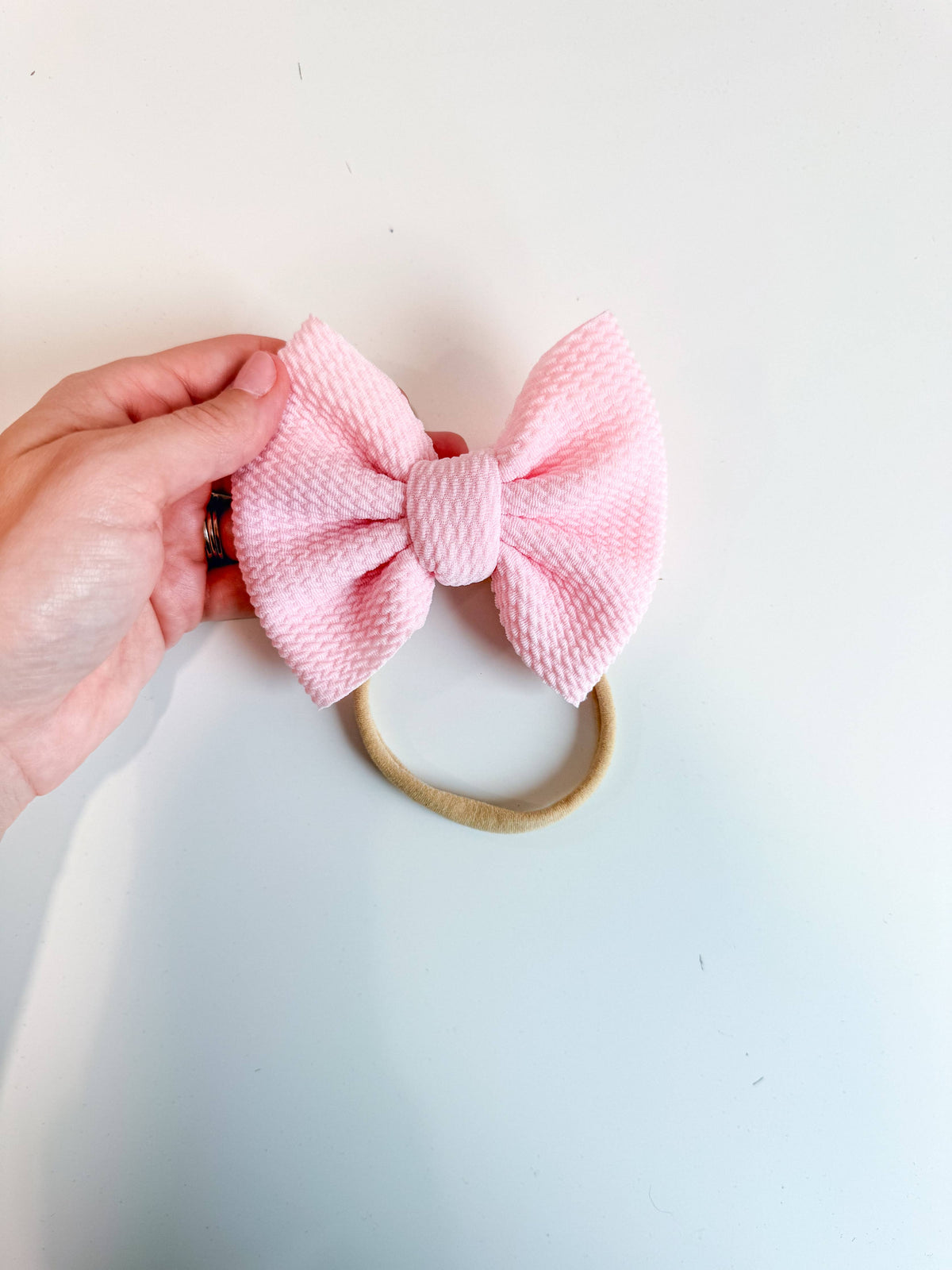 *New Light Pink Bullet Bow + NYLON