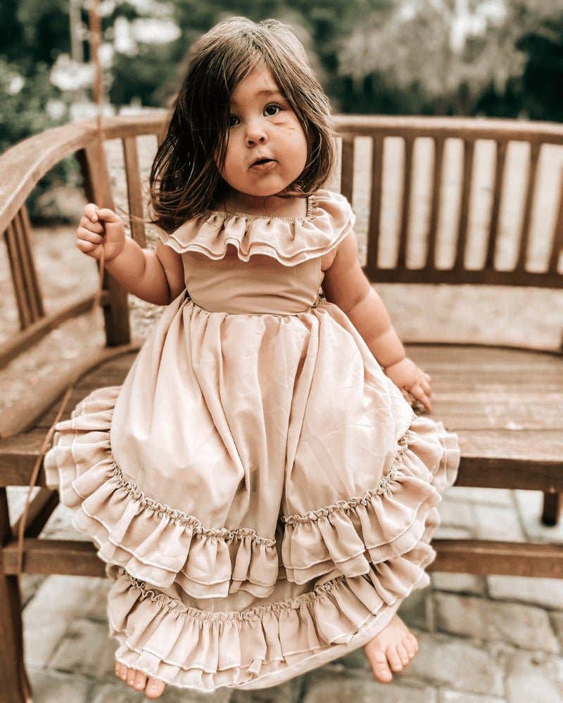 Mommy and Me Nellie Ruffle Maxi Dress - Champagne