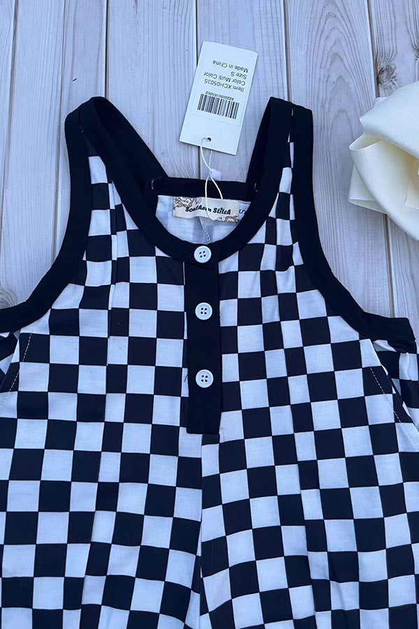 Checkered Loose Overall girls Romper/Jumpsuit XCH05035