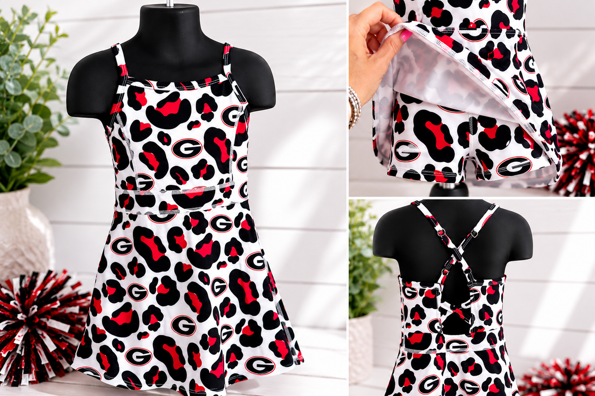 Girls Ga Football Leopard Athletic Dresses