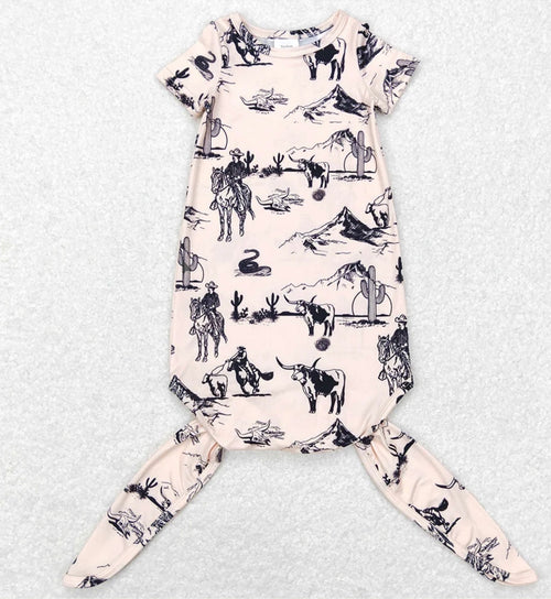 .Newborn Short Sleeve Knot Gown