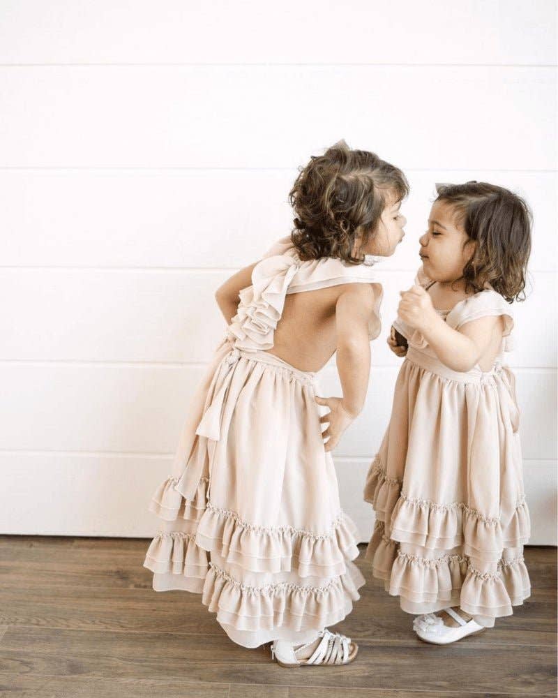 Mommy and Me Nellie Ruffle Maxi Dress - Champagne