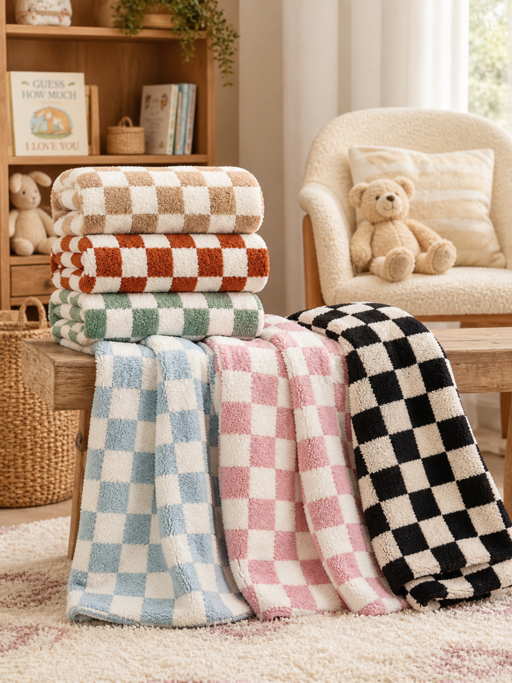 Phufy® Bliss Checkerboard Blanket, Black/Cocoa