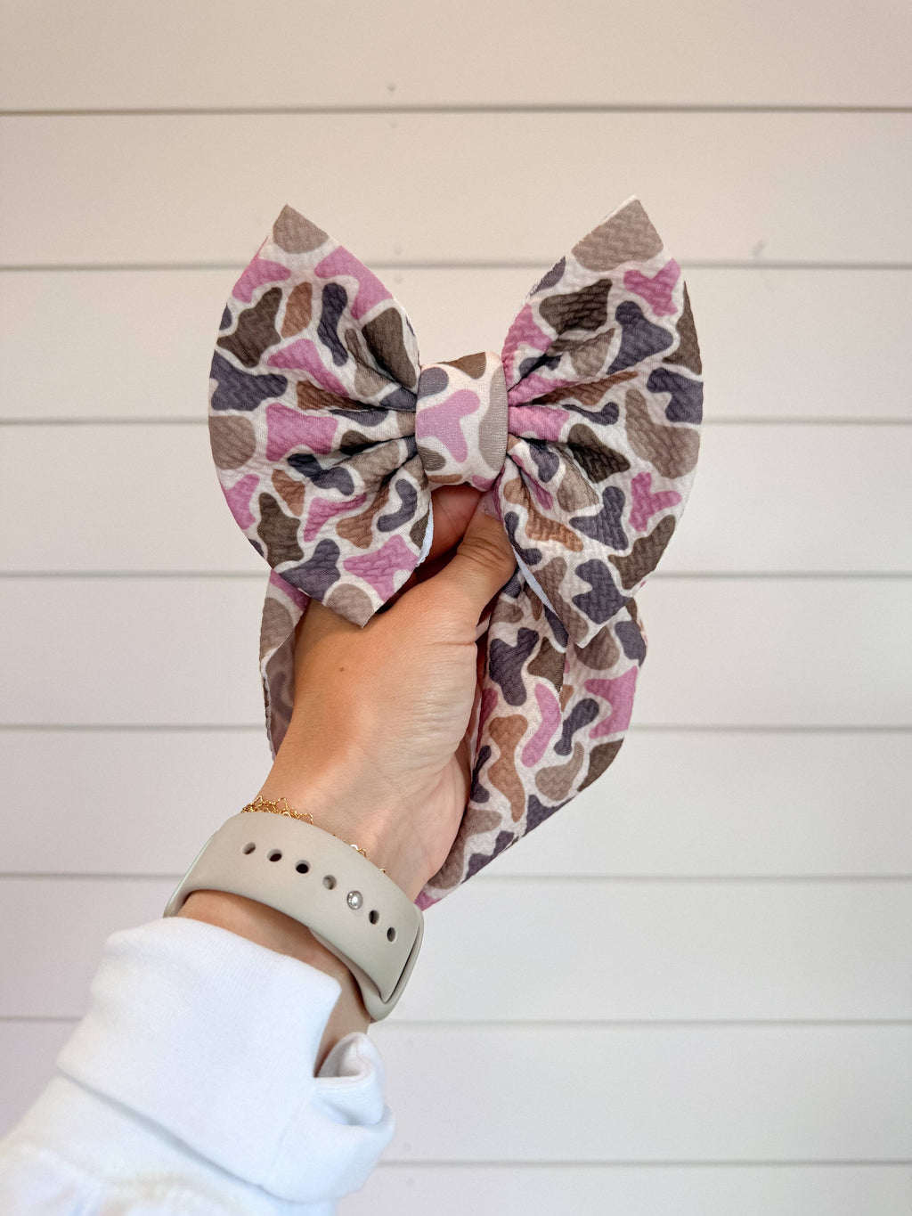 Pink Duck Camo Bullet Bow + Headwrap 