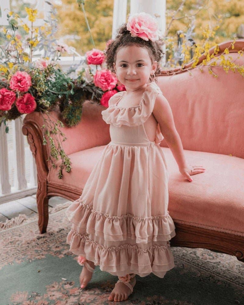 Mommy and Me Nellie Ruffle Maxi Dress - Champagne