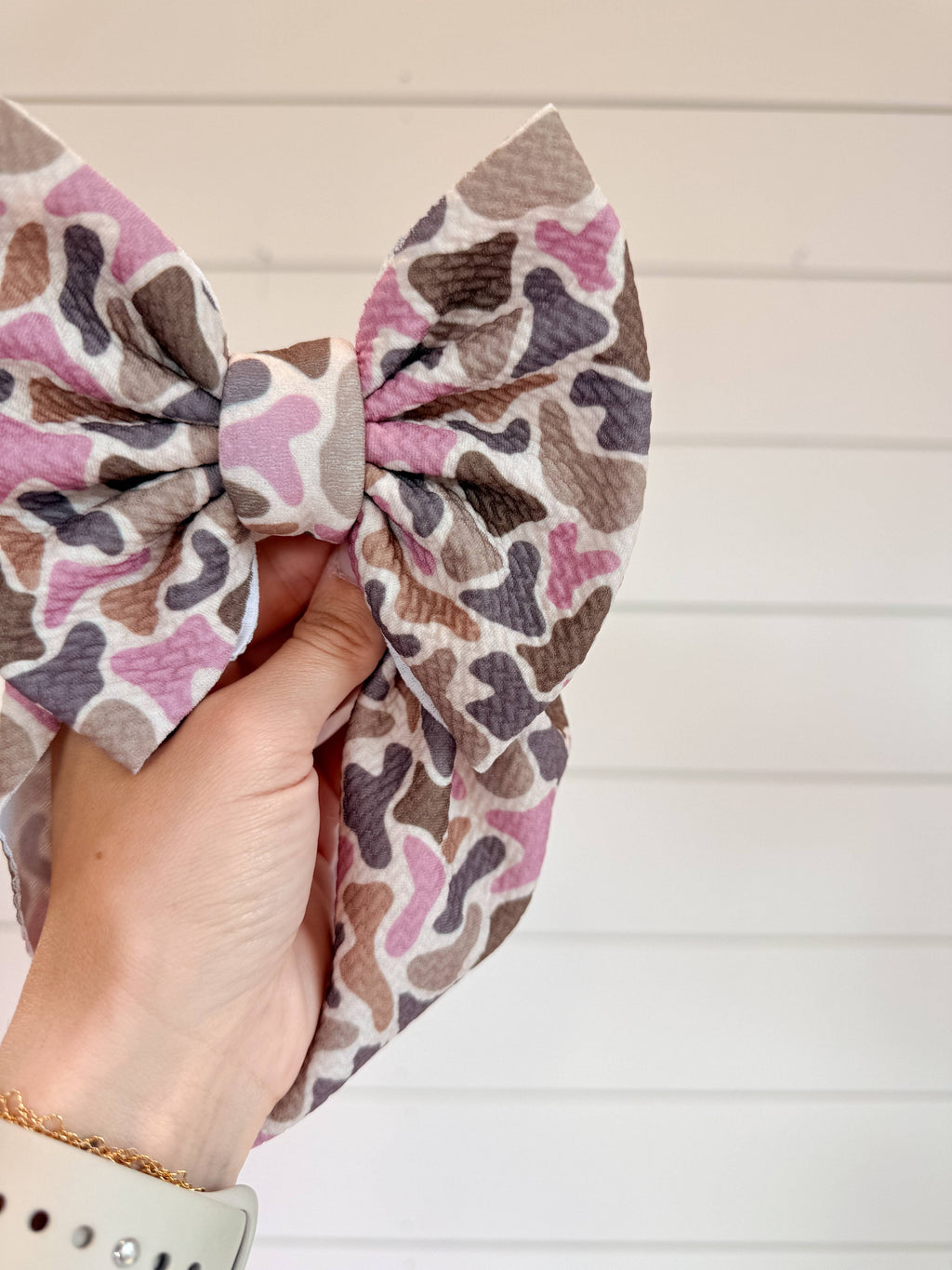 Pink Duck Camo Bullet Bow + Headwrap 
